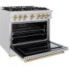 imageZLINE Autograph Edition 36 in 52 cu ft Classic Gas Range with 6 Burner Cooktop and Convection Gas Oven in Satin Stainless Steel and Champagne Bronze Accents CGRSZ36CB