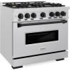 imageZLINE Autograph Edition 36 in 52 cu ft Classic Gas Range with 6 Burner Cooktop and Convection Gas Oven in Satin Stainless Steel and Matte Black Accents CGRSZ36MB