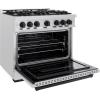 imageZLINE Autograph Edition 36 in 52 cu ft Classic Gas Range with 6 Burner Cooktop and Convection Gas Oven in Satin Stainless Steel and Matte Black Accents CGRSZ36MB