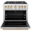 imageZLINE Autograph Edition 36 in 52 cu ft Classic Gas Range with 6 Burner Cooktop and Convection Gas Oven in Satin Stainless Steel and Polished Gold Accents CGRSZ36G