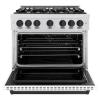 imageZLINE Autograph Edition 36 in 52 cu ft Classic Gas Range with 6 Burner Cooktop and Convection Gas Oven in Satin Stainless Steel with White Matte Door and Matte Black Accents CGRSZWM36MB