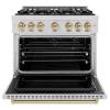 imageZLINE Autograph Edition 36 in 52 cu ft Classic Gas Range with 6 Burner Cooktop and Convection Gas Oven in Stainless Steel and Champagne Bronze Accents CGRZ36CB