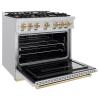 imageZLINE Autograph Edition 36 in 52 cu ft Classic Gas Range with 6 Burner Cooktop and Convection Gas Oven in Stainless Steel and Champagne Bronze Accents CGRZ36CB