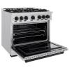 imageZLINE Autograph Edition 36 in 52 cu ft Classic Gas Range with 6 Burner Cooktop and Convection Gas Oven in Stainless Steel and Matte Black Accents CGRZ36MB