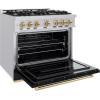 imageZLINE Autograph Edition 36 in 52 cu ft Classic Gas Range with 6 Burner Cooktop and Convection Gas Oven in Stainless Steel with Black Matte Door and Champagne Bronze Accents CGRZBLM36CB