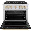 imageZLINE Autograph Edition 36 in 52 cu ft Classic Gas Range with 6 Burner Cooktop and Convection Gas Oven in Stainless Steel with Black Matte Door and Champagne Bronze Accents CGRZBLM36CB