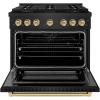 imageZLINE Autograph Edition 36 in 52 cu ft Paramount Dual Fuel Range with 6 Burner DuoPro Cooktop and Electric Convection Oven in Black Stainless Steel and Champagne Bronze Accents PSDRBZ36CB