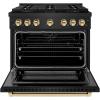 imageZLINE Autograph Edition 36 in 52 cu ft Paramount Dual Fuel Range with 6 Burner DuoPro Cooktop and Electric Convection Oven in Black Stainless Steel and Polished Gold Accents PSDRBZ36G