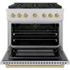 imageZLINE Autograph Edition 36 in 52 cu ft Paramount Dual Fuel Range with 6 Burner DuoPro Cooktop and Electric Convection Oven in Satin Stainless Steel and Champagne Bronze Accents PSDRSZ36CB