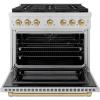imageZLINE Autograph Edition 36 in 52 cu ft Paramount Dual Fuel Range with 6 Burner DuoPro Cooktop and Electric Convection Oven in Stainless Steel and Champagne Bronze Accents PSDRZ36CB