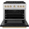 imageZLINE Autograph Edition 36 in 52 cu ft Paramount Dual Fuel Range with 6 Burner DuoPro Cooktop and Electric Convection Oven with Black Matte Door and Champagne Bronze Accents PSDRZBLM36CB