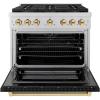imageZLINE Autograph Edition 36 in 52 cu ft Paramount Dual Fuel Range with 6 Burner DuoPro Cooktop and Electric Convection Oven with Black Matte Door and Polished Gold Accents PSDRZBLM36G