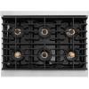 imageZLINE Autograph Edition 36 in 52 cu ft Paramount Dual Fuel Range with 6 Burner DuoPro Cooktop and Electric Convection Oven with White Matte Door and Polished Gold Accents PSDRZWM36G