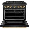 imageZLINE Autograph Edition 36 in 52 cu ft Paramount Gas Range with 6 Burner DuoPro Cooktop and Convection Gas Oven in Black Satin Stainless Steel and Polished Gold Accents PSGRBSZ36G