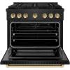imageZLINE Autograph Edition 36 in 52 cu ft Paramount Gas Range with 6 Burner DuoPro Cooktop and Convection Gas Oven in Black Stainless Steel and Polished Gold Accents PSGRBZ36G