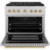 imageZLINE Autograph Edition 36 in 52 cu ft Paramount Gas Range with 6 Burner DuoPro Cooktop and Convection Gas Oven in Satin Stainless Steel and Polished Gold Accents PSGRSZ36G