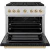 imageZLINE Autograph Edition 36 in 52 cu ft Paramount Gas Range with 6 Burner DuoPro Cooktop and Convection Gas Oven in Satin Stainless Steel with Black Matte Door andBronze Accents PSGRSZBLM36CB