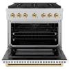 imageZLINE Autograph Edition 36 in 52 cu ft Paramount Gas Range with 6 Burner DuoPro Cooktop and Convection Gas Oven in Satin Stainless Steel with White Door and Polished Gold Accents PSGRSZWM36G