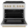 imageZLINE Autograph Edition 36 in 52 cu ft Paramount Gas Range with 6 Burner DuoPro Cooktop and Convection Gas Oven in Satin Stainless Steel with White Matte Door and Bronze Accents PSGRSZWM36CB