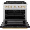 imageZLINE Autograph Edition 36 in 52 cu ft Paramount Gas Range with 6 Burner DuoPro Cooktop and Convection Gas Oven with Black Matte Door and Champagne Bronze Accents PSGRZBLM36CB