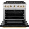 imageZLINE Autograph Edition 36 in 52 cu ft Paramount Gas Range with 6 Burner DuoPro Cooktop and Convection Gas Oven with Black Matte Door and Polished Gold Accents PSGRZBLM36G