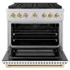 imageZLINE Autograph Edition 36 in 52 cu ft Paramount Gas Range with 6 Burner DuoPro Cooktop and Convection Gas Oven with White Matte Door and Polished Gold Accents PSGRZWM36G
