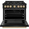 imageZLINE Autograph Edition 36 in 52 cu ft Select Dual Fuel Range with 6 Burner Gas Cooktop and Electric Convection Oven in Black Stainless Steel with Champagne Bronze Accents HDRBZ36CB