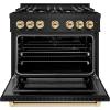 imageZLINE Autograph Edition 36 in 52 cu ft Select Dual Fuel Range with 6 Burner Gas Cooktop and Electric Convection Oven in Black Stainless Steel with Polished Gold Accents HDRBZ36G