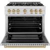 imageZLINE Autograph Edition 36 in 52 cu ft Select Dual Fuel Range with 6 Burner Gas Cooktop and Electric Convection Oven in Satin Stainless Steel with Champagne Bronze Accents HDRSZ36CB