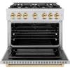imageZLINE Autograph Edition 36 in 52 cu ft Select Dual Fuel Range with 6 Burner Gas Cooktop and Electric Convection Oven in Satin Stainless Steel with Polished Gold Accents HDRSZ36G