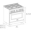 imageZLINE Autograph Edition 36 in 52 cu ft Select Dual Fuel Range with 6 Burner Gas Cooktop and Electric Convection Oven in Stainless Steel with Champagne Bronze Accents HDRZ36CB