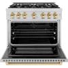 imageZLINE Autograph Edition 36 in 52 cu ft Select Dual Fuel Range with 6 Burner Gas Cooktop and Electric Convection Oven in Stainless Steel with Polished Gold Accents HDRZ36G
