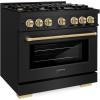 imageZLINE Autograph Edition 36 in 52 cu ft Select Gas Range with 6 Burner Cooktop and Convection Gas Oven in Black Stainless Steel and Champagne Bronze Accents HGRBZ36CB