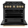 imageZLINE Autograph Edition 36 in 52 cu ft Select Gas Range with 6 Burner Cooktop and Convection Gas Oven in Black Stainless Steel and Polished Gold Accents HGRBZ36G