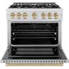 imageZLINE Autograph Edition 36 in 52 cu ft Select Gas Range with 6 Burner Cooktop and Convection Gas Oven in Satin Stainless Steel and Champagne Bronze Accents HGRSZ36CB