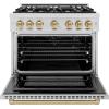imageZLINE Autograph Edition 36 in 52 cu ft Select Gas Range with 6 Burner Cooktop and Convection Gas Oven in Stainless Steel and Champagne Bronze Accents HGRZ36CB