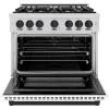 imageZLINE Autograph Edition 36 in 52 cu ft Select Gas Range with 6 Burner Cooktop and Convection Gas Oven in Stainless Steel with White Matte Door and Matte Black Accents HGRZWM36MB