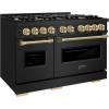 imageZLINE Autograph Edition 48 in 67 cu ft Classic Double Oven Dual Fuel Range with 8 Burner Gas Cooktop in Black Stainless Steel and Champagne Bronze Accents CDRBZ48CB
