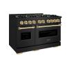 imageZLINE Autograph Edition 48 in 67 cu ft Classic Double Oven Dual Fuel Range with 8 Burner Gas Cooktop in Black Stainless Steel and Polished Gold Accents CDRBZ48G