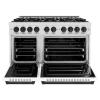 imageZLINE Autograph Edition 48 in 67 cu ft Classic Double Oven Dual Fuel Range with 8 Burner Gas Cooktop in Satin Stainless Steel with White Matte Doors and Matte Black Accents CDRSZWM48MB
