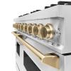 imageZLINE Autograph Edition 48 in 67 cu ft Classic Double Oven Dual Fuel Range with 8 Burner Gas Cooktop in Stainless Steel and Champagne Bronze Accents CDRZ48CB