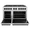imageZLINE Autograph Edition 48 in 67 cu ft Classic Double Oven Dual Fuel Range with 8 Burner Gas Cooktop in Stainless Steel and Matte Black Accents CDRZ48MB