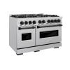 imageZLINE Autograph Edition 48 in 67 cu ft Classic Double Oven Dual Fuel Range with 8 Burner Gas Cooktop in Stainless Steel and Matte Black Accents CDRZ48MB