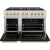 imageZLINE Autograph Edition 48 in 67 cu ft Classic Double Oven Dual Fuel Range with 8 Burner Gas Cooktop in Stainless Steel with Black Matte Doors and Polished Gold Accents CDRZBLM48G