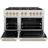 imageZLINE Autograph Edition 48 in 67 cu ft Classic Double Oven Gas Range with 8 Burner Cooktop in Satin Stainless Steel and Champagne Bronze Accents CGRSZ48CB
