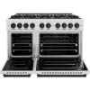 imageZLINE Autograph Edition 48 in 67 cu ft Classic Double Oven Gas Range with 8 Burner Cooktop in Satin Stainless Steel and Matte Black Accents CGRSZ48MB