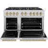 imageZLINE Autograph Edition 48 in 67 cu ft Classic Double Oven Gas Range with 8 Burner Cooktop in Stainless Steel and Champagne Bronze Accents CGRZ48CB