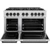 imageZLINE Autograph Edition 48 in 67 cu ft Classic Double Oven Gas Range with 8 Burner Cooktop in Stainless Steel and Matte Black Accents CGRZ48MB