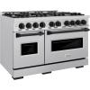 imageZLINE Autograph Edition 48 in 67 cu ft Classic Double Oven Gas Range with 8 Burner Cooktop in Stainless Steel and Matte Black Accents CGRZ48MB
