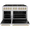 imageZLINE Autograph Edition 48 in 67 cu ft Classic Double Oven Gas Range with 8 Burner Cooktop in Stainless Steel and Polished Gold Accents CGRZ48G